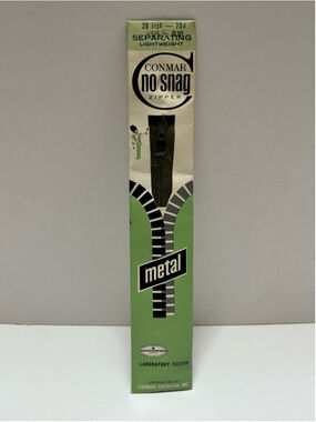 Vintage NOS Conmar No-Snag Metal Separating Zipper 20 Inch Olive 576 Lightweight